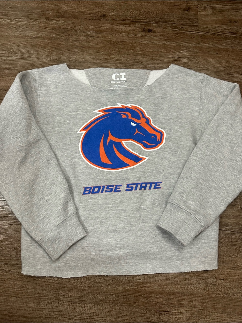 Boise State Gray Wide Neck Sweatshirt
